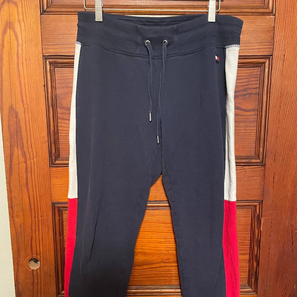 Tommy Hilfiger Sport Blue Color Block Cotton Jogger Pants Women’s Size Medium